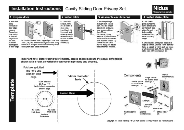 Cavity Sliding Door Lock fitting instructions - for new model Nov 2018
