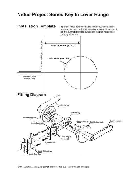 Lonsdale & Collins Leverset installation instructions