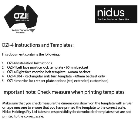 OZI-4 Installation Instructions and templates