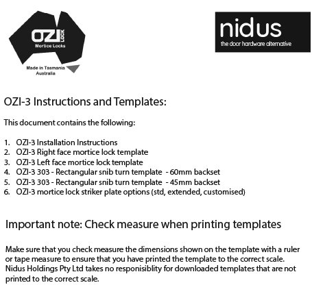 OZI-3 instructions and template