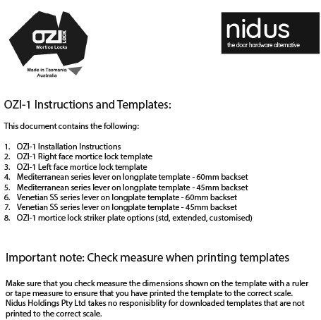 OZI 1 instructions and templates
