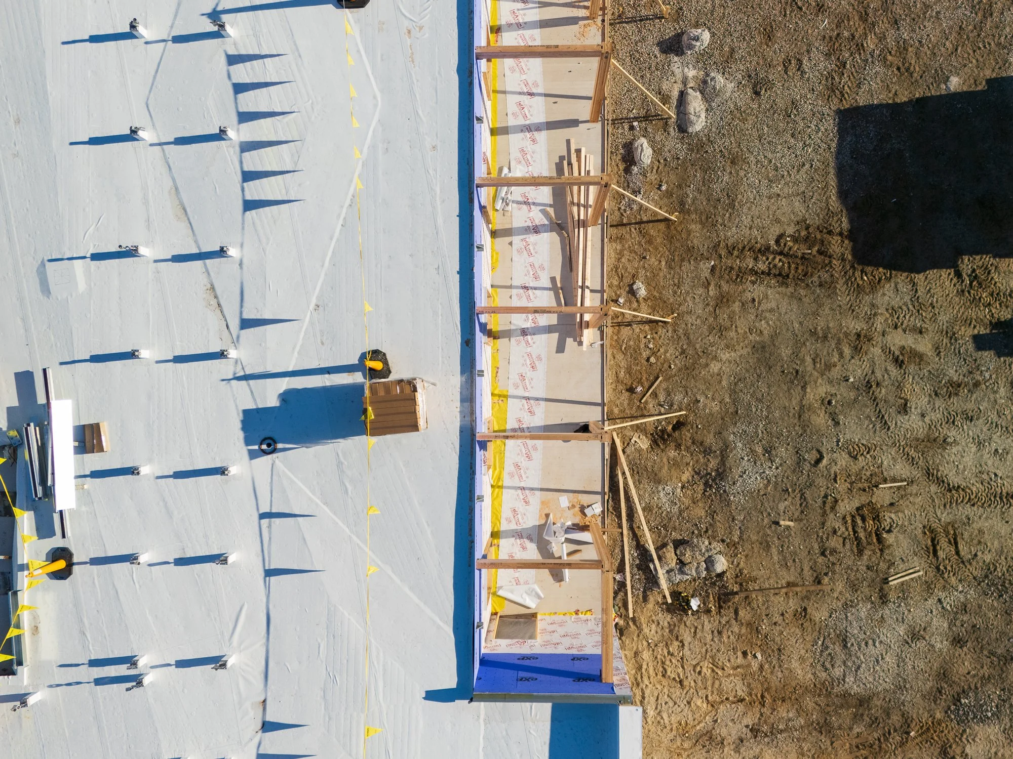 Overhead view of a construction site from a drone, construction photography, drone photography