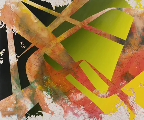 Ascending Poles, 2012, acrylic and ink on canvas, 65" x 84"