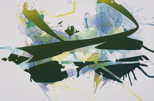   Inconstant Vacuum,  2012, watercolor, acrylic, and ink on paper, 25" x 38" 