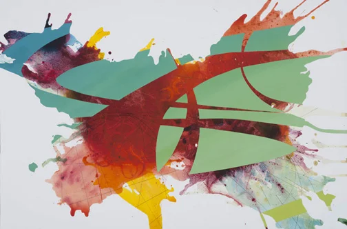 Parabolic Entanglement, 2012 watercolor, ink, and gouache on paper 25″ x 38″