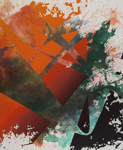 Spatial Multiplicity, 2012, acrylic and ink on canvas, 65" x 53"
