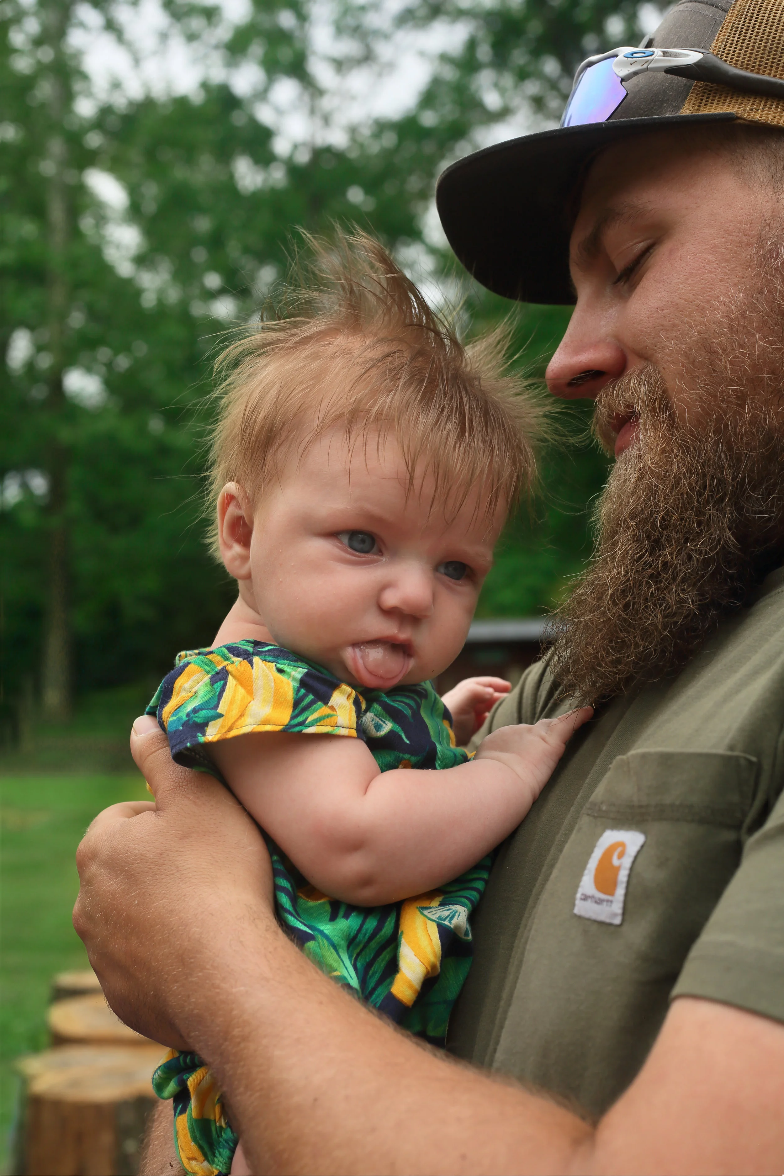Raegan is the ultimate mimic, constantly cooing, listening to how words form, and sticking her tongue out to try to mimic similar shapes with her mouth.