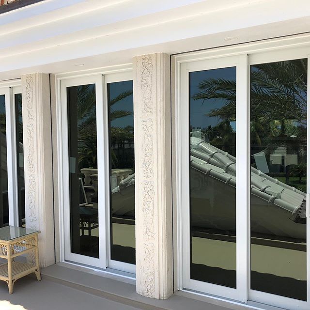 Good Morning Manalapan☀️ Impact Sliding Glass Doors are a must on the intracoastal 🌊 These doors were installed with custom aluminum work around each opening. Working clean is always a priority at #mikesaluminum 🧹 ✔️ #palmbeach #contractor #windows