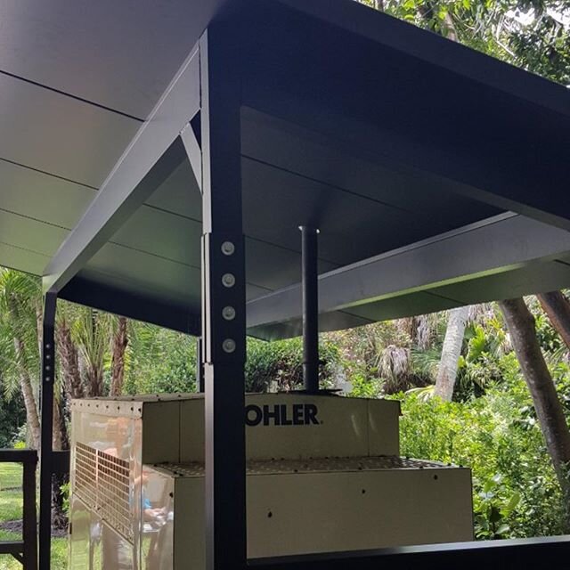 Free standing roof, powder coated black to blend right into the background nicely. #hurricaneready #aluminumspecialist #custom #generatortop #palmbeach #contractor @mikesaluminum #windowanddoor