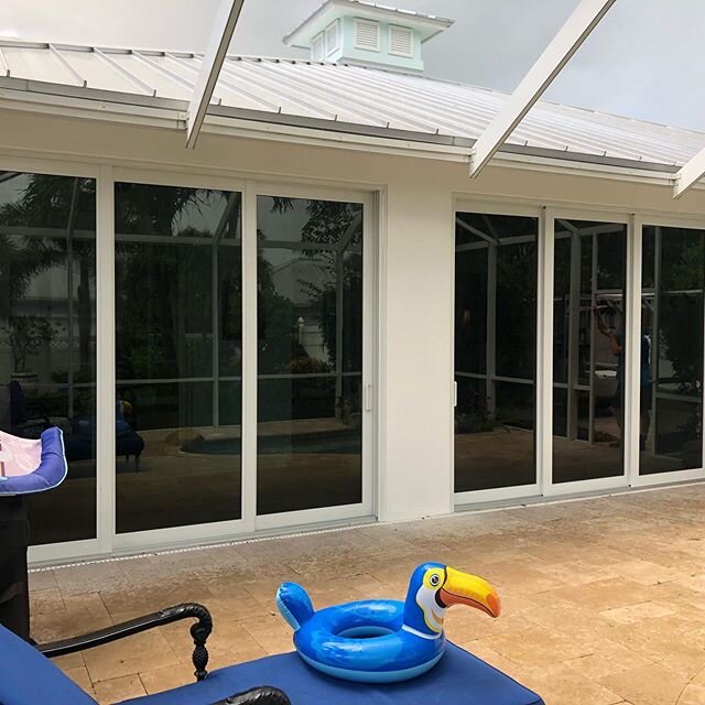 Create or convert an outdoor living space custom to you. &bull;Florida Room &bull;Screen Room &bull;Impact Enclosures  Swipe to see 9&rsquo; Impact Sliding Glass Doors with Picture Windows. Call for a free quote today! #mikesaluminum #aluminumcontrac
