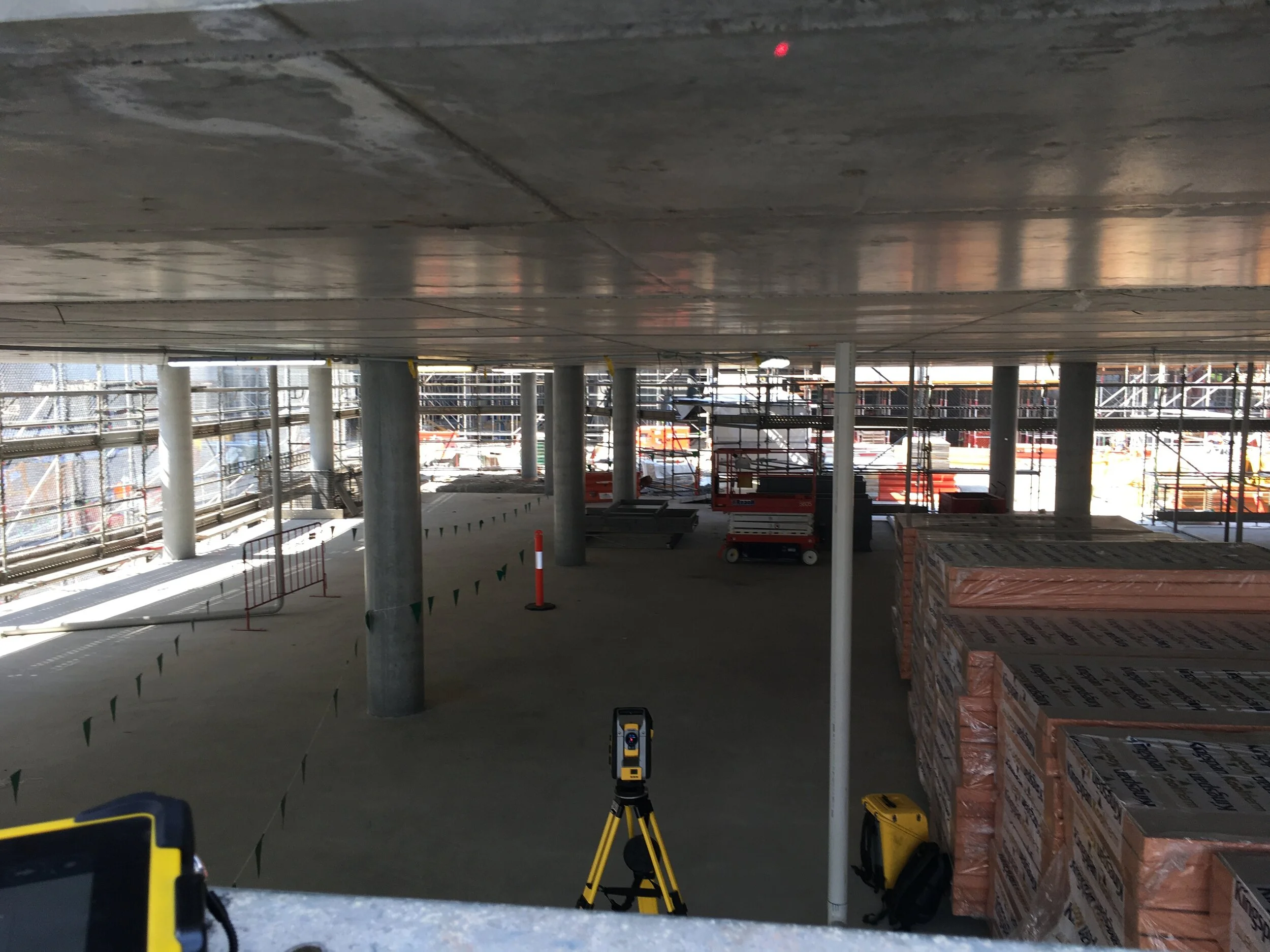 Setting out wall drilllings at the new BSSSC Dutton Park