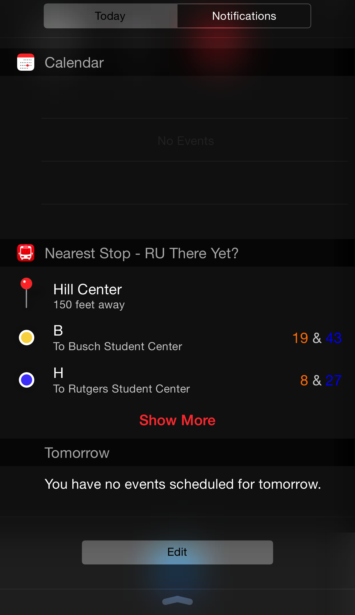 See the closest stop in Notification Center.