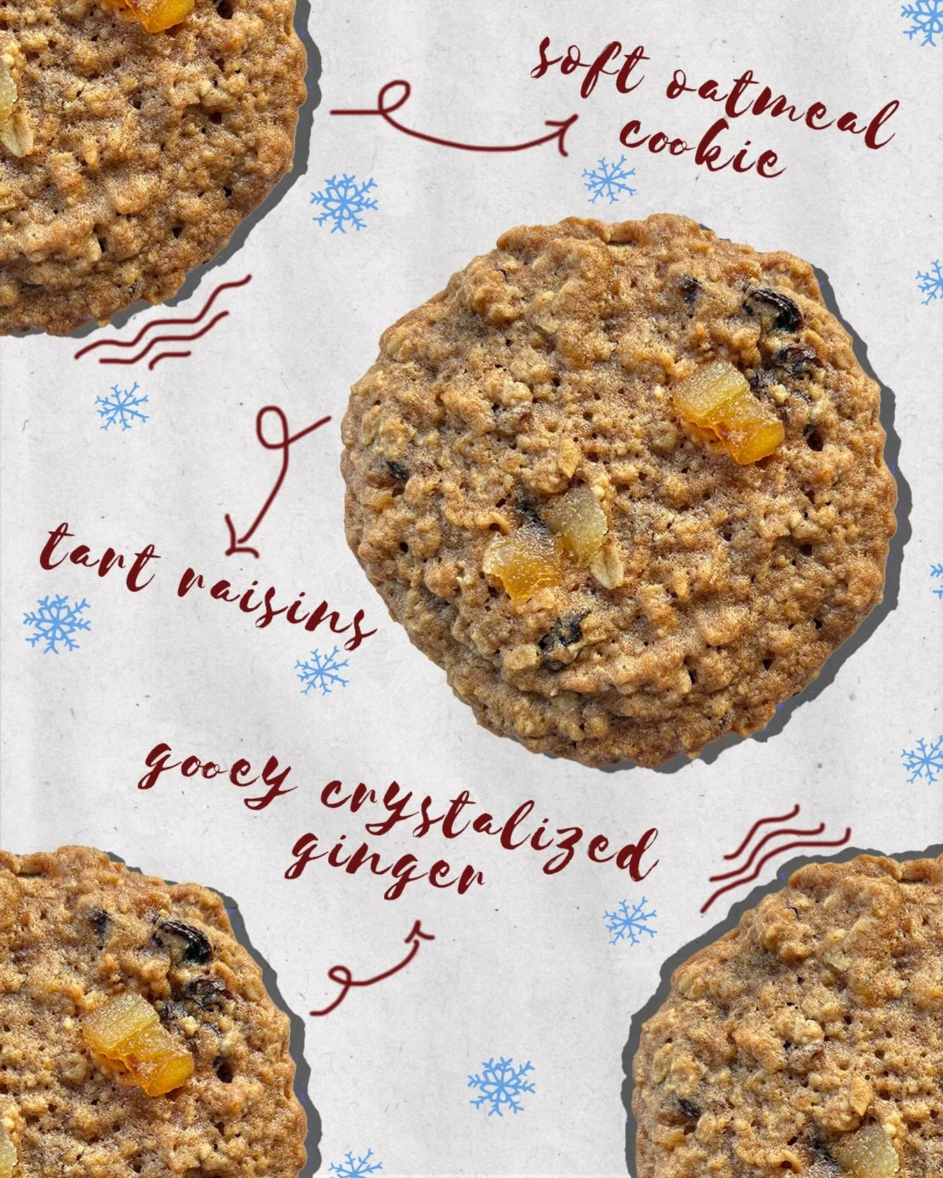 Some spotlight for our seasonal winter cookie 🤩 A soft oatmeal cookie with raisins &amp; gooey crystalized ginger. Nutty richness &amp; warmly spiced for the winter season. ❄️

#freshbaked #dutchcrunch #portlandeats #pdxeats #pdxfood #pdxfoodie #sub