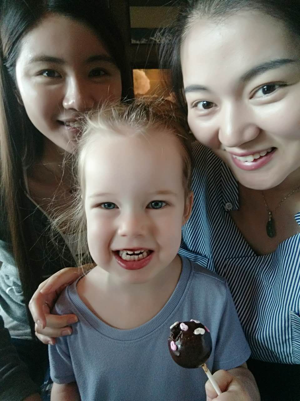 Kitty and Vicky bought Abigail a cake pop! As you can tell, she loved it. Abigail and Elisabeth are a HUGE attention grabber here because most people have never seen a foreign child. They think foreign children look like angels!