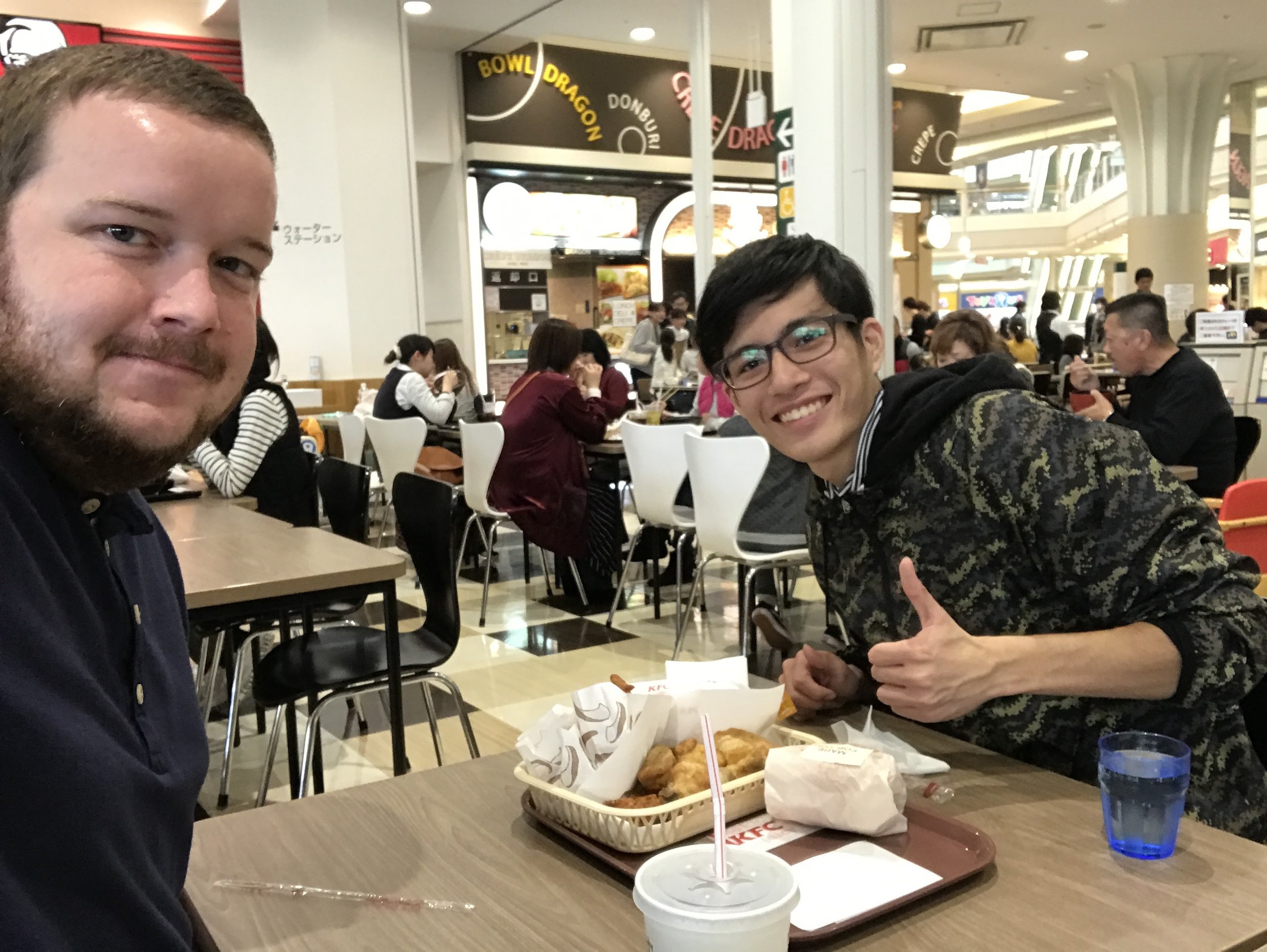Hanging out at the mall with my new friend Kiyoshi!