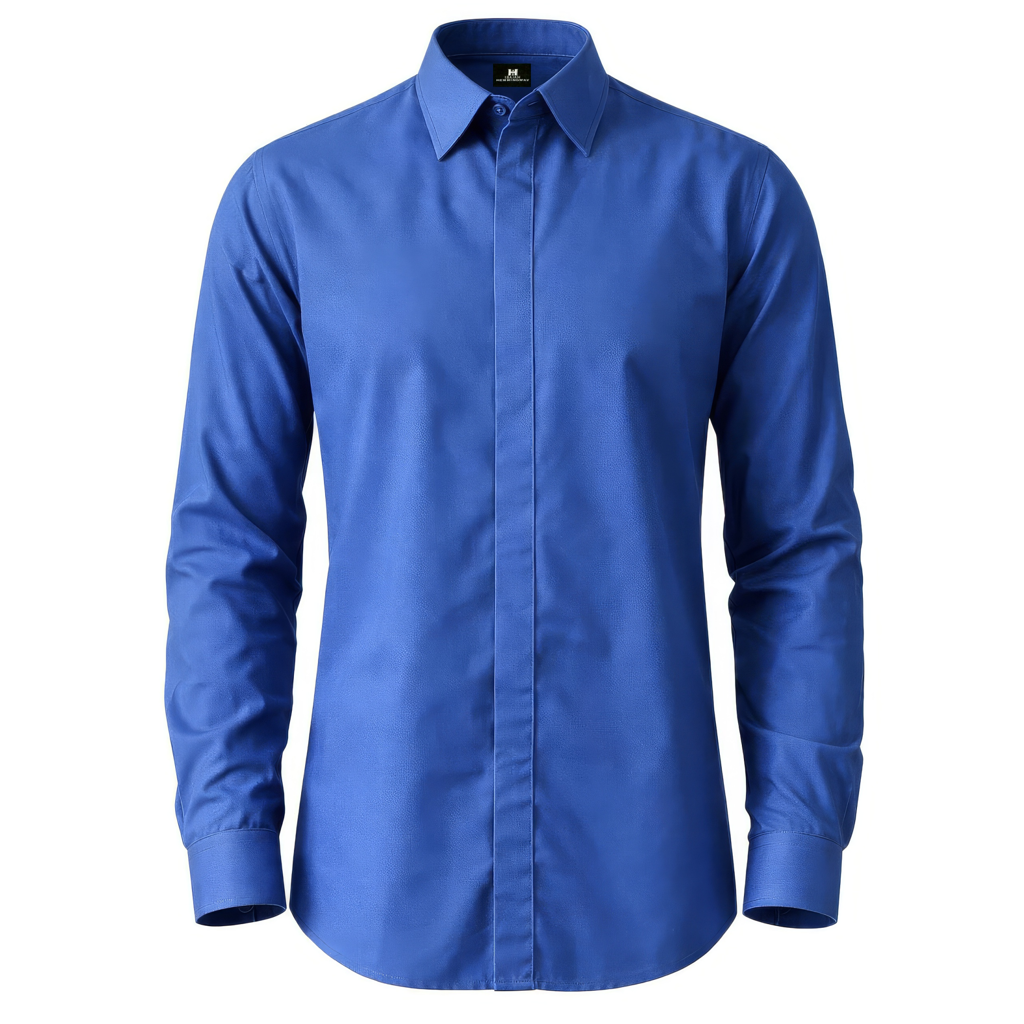 Royal Blue Hidden Placket Shirt.png