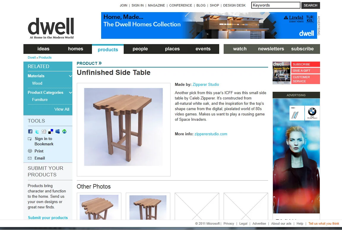 unfinished side table — zipperer studio