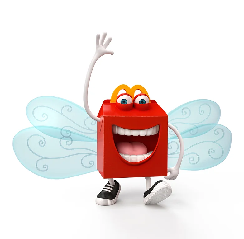 Rigging, posing and rendering of McDonald's "Happy" character for an agency sample project.