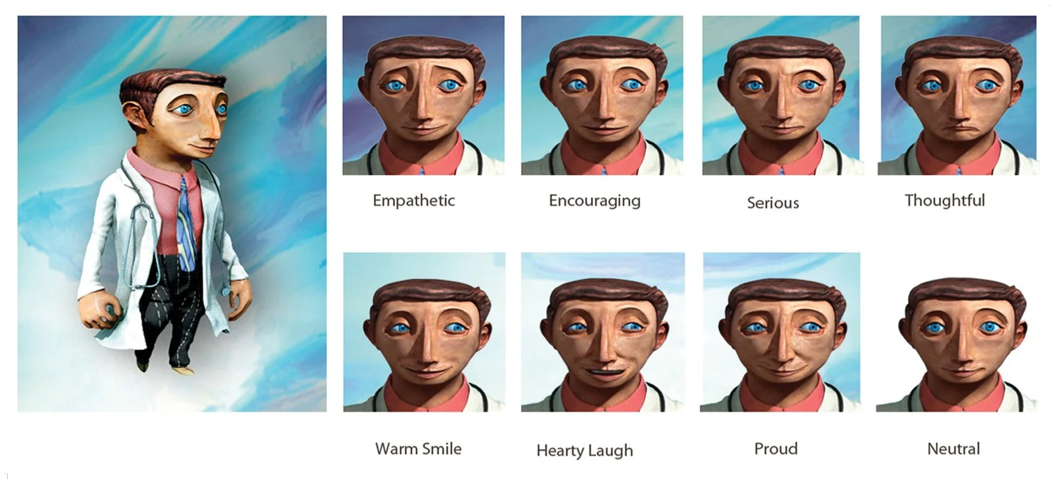 Sculpted blendshapes, facial rigging and various renders for Onglyza, pharmaceutical animation.