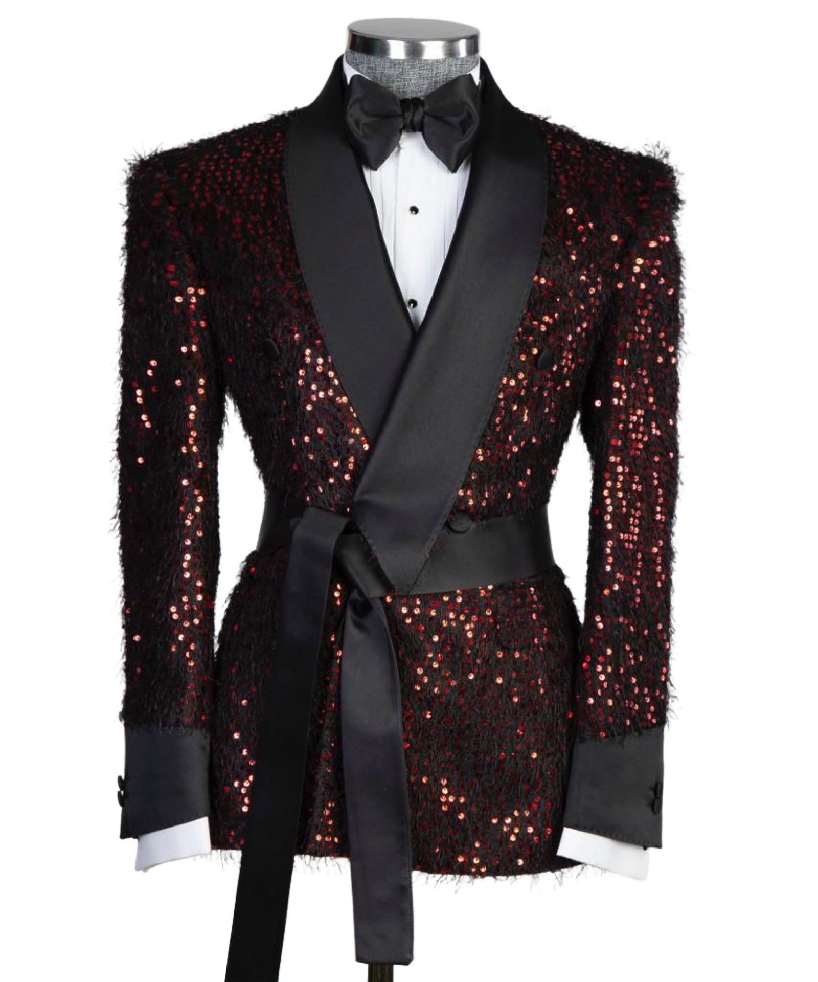 SEQUINS FRINGE BELTED OPTION TUXEDO