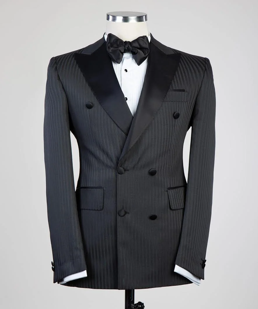 PROM 2020 - BLACK TONAL STRIPE  DOUBLE BREAST TUXEDO 