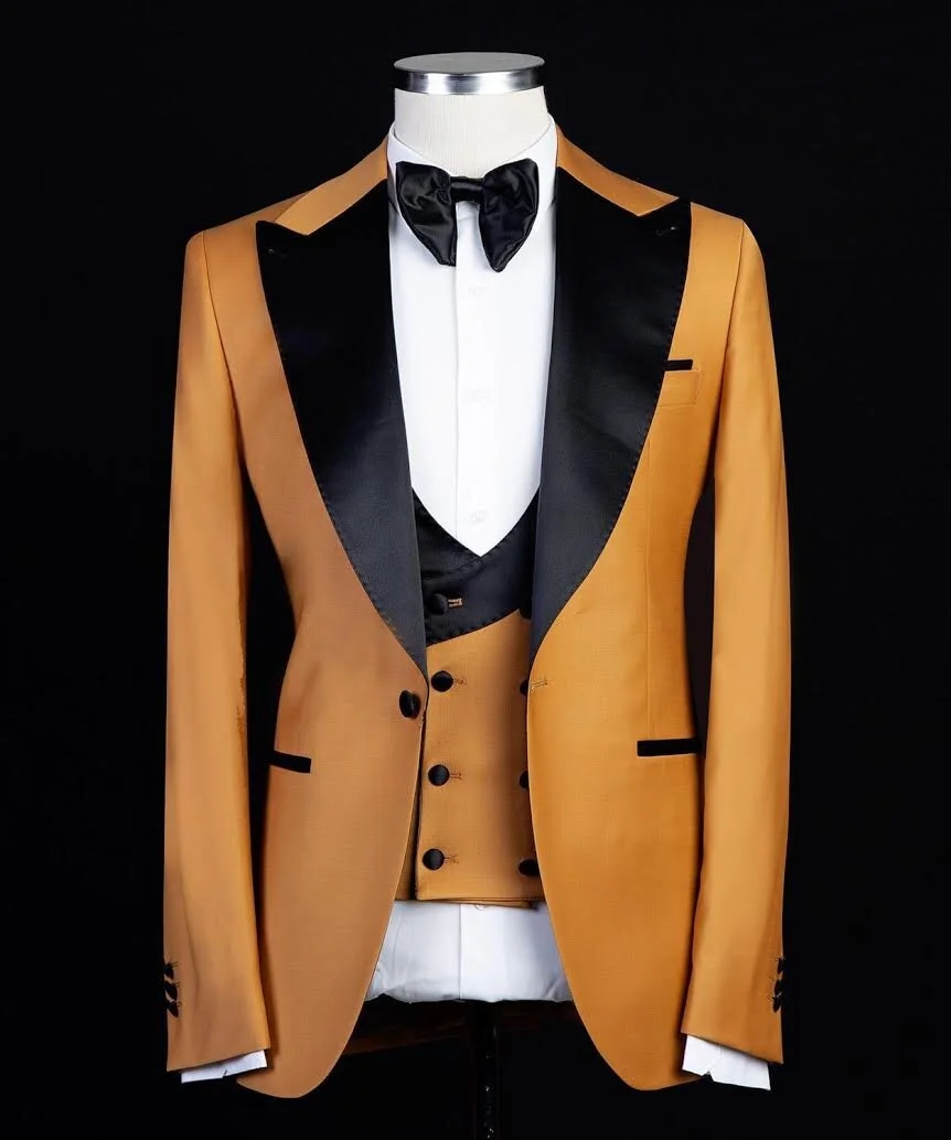 OCHRE / BLACK  3-PIECE TUXEDO