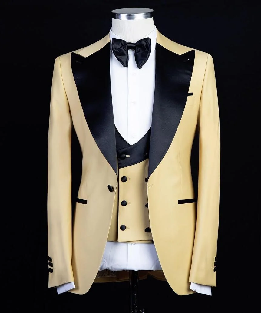 CREAM YELLOW / BLACK  3-PIECE TUXEDO