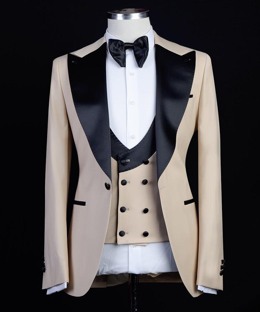 TAN / BLACK  3-PIECE TUXEDO
