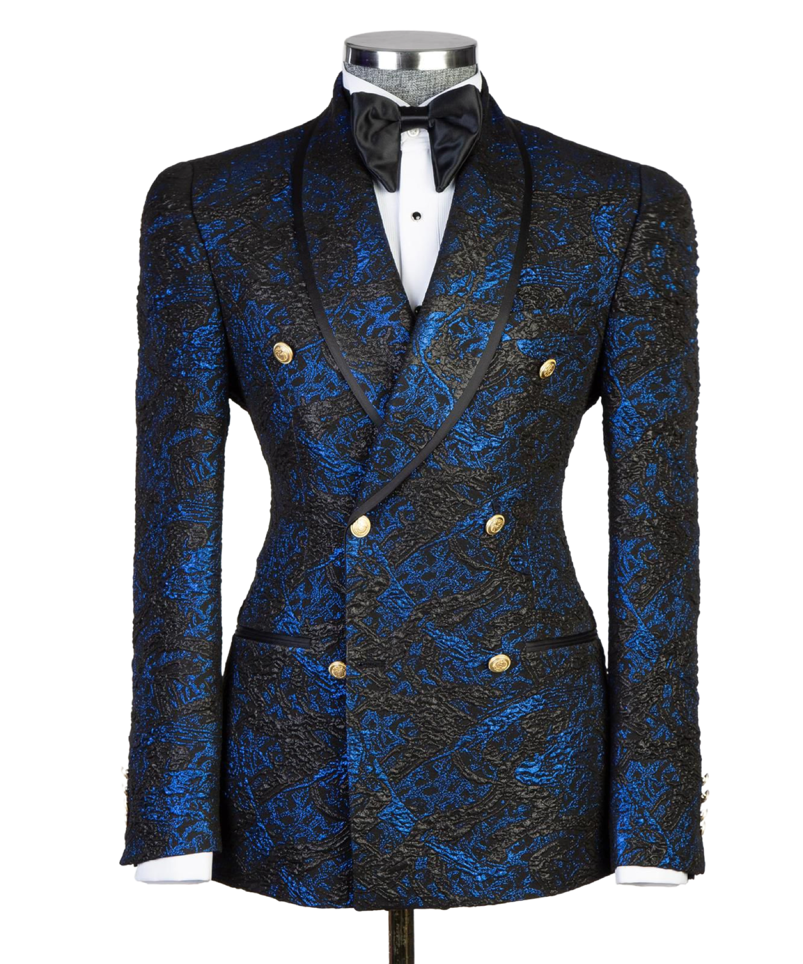 BLUE BROCADE DOUBLE BREAST TUXEDO