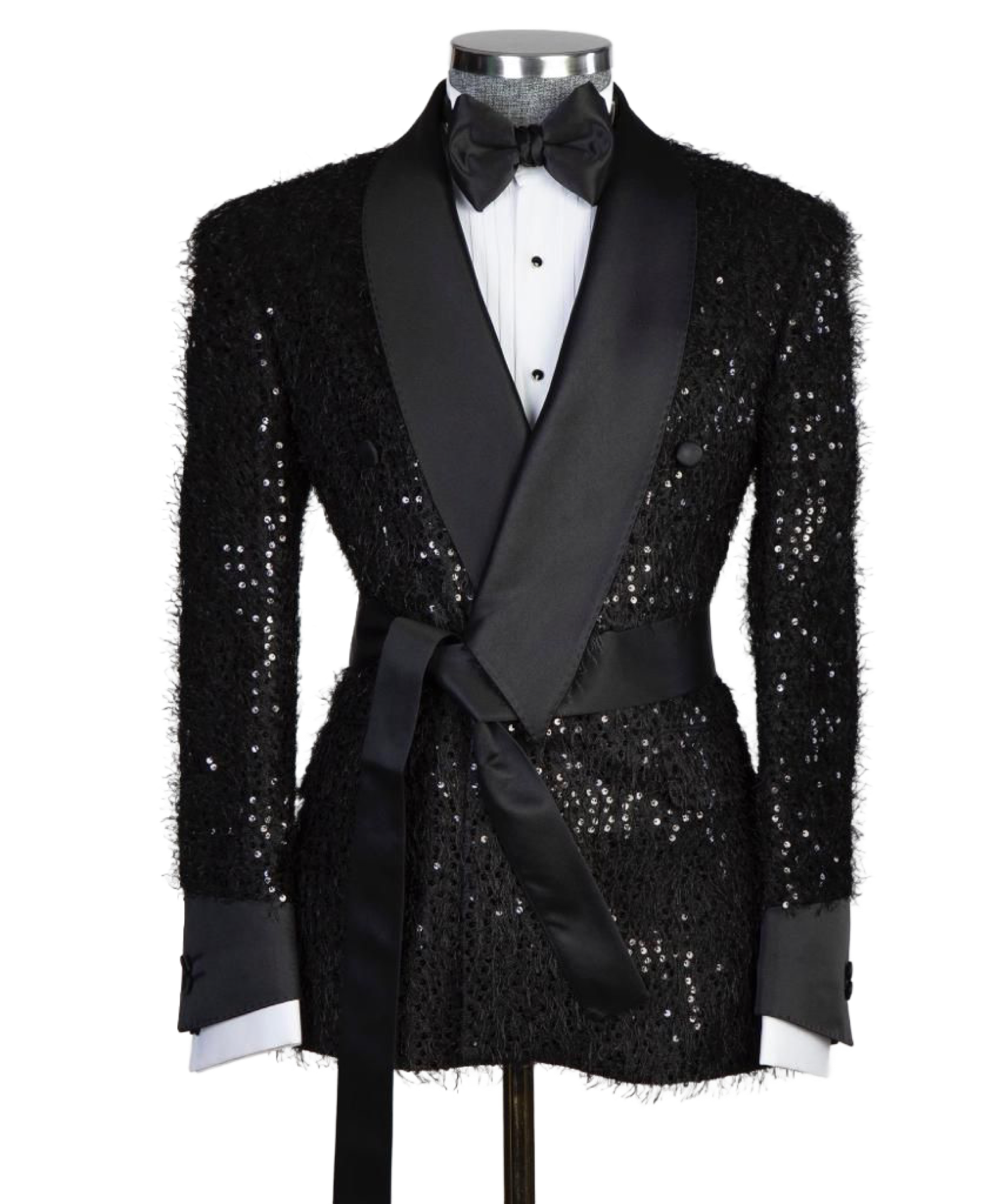 SEQUINS FRINGE BELTED OPTION TUXEDO