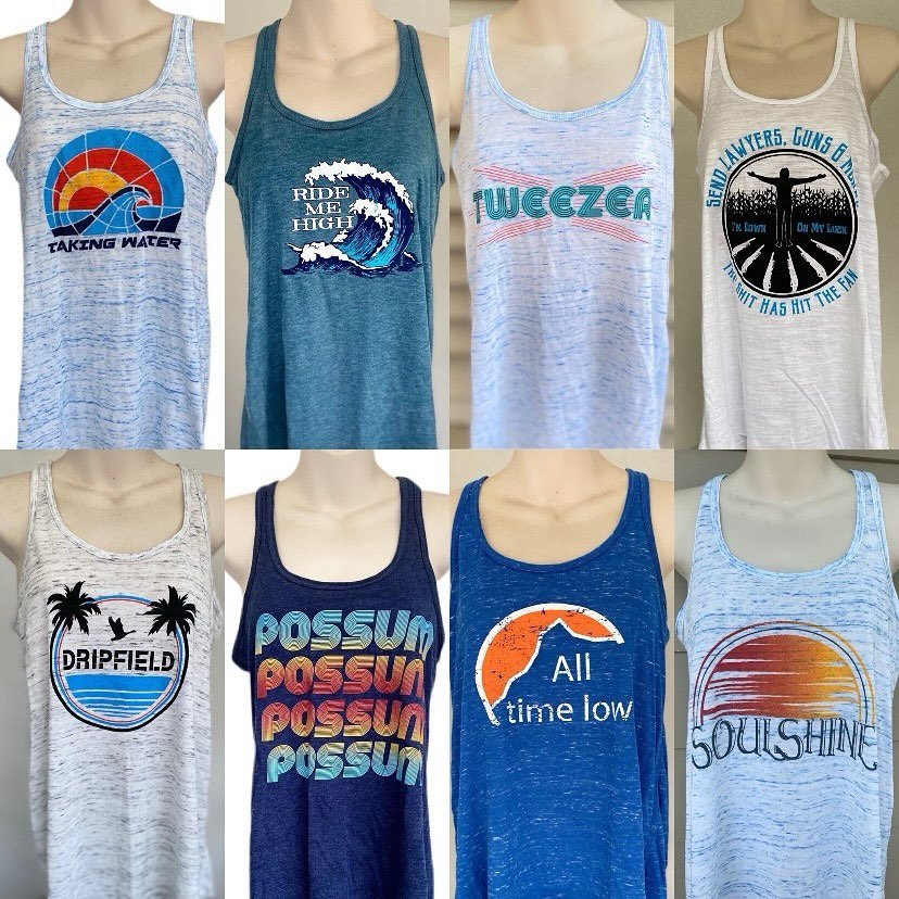 Tank top season is finally here and it&rsquo;s time to rock those music-themed tank tops! Embrace the music vibes and enjoy the sunshine! #sunsoutgunsout #tanktop #musicinspired #bands