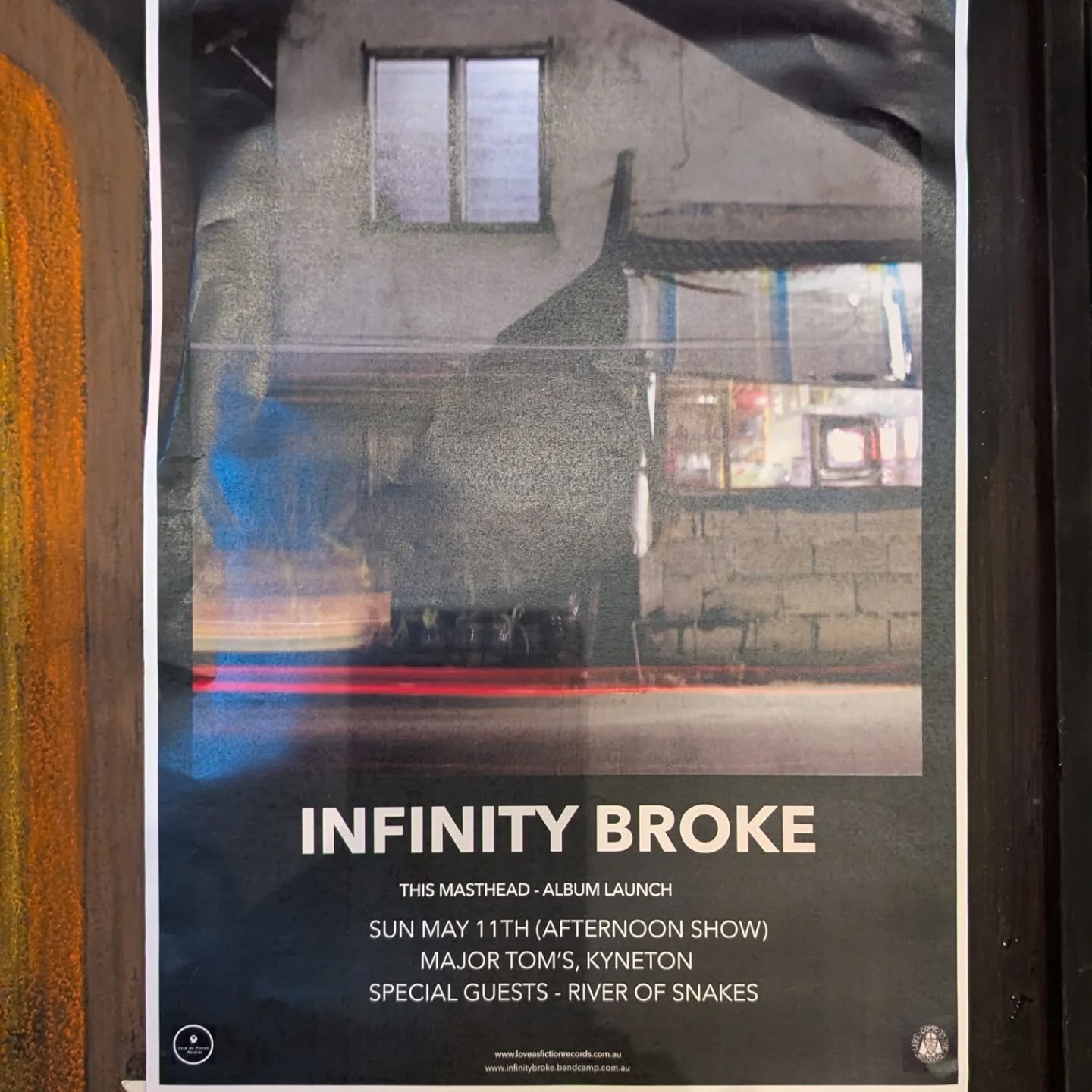 Formed in 2013 by founding Bluebottle Kiss member Jamie Hutchings (Bluebottle Kiss), 
Infinity Broke are a quartet that have been described by Rolling Stone Australia as &lsquo;A powerful exercise in dissonance, rhythm, and melody&rsquo;. 

Infinity