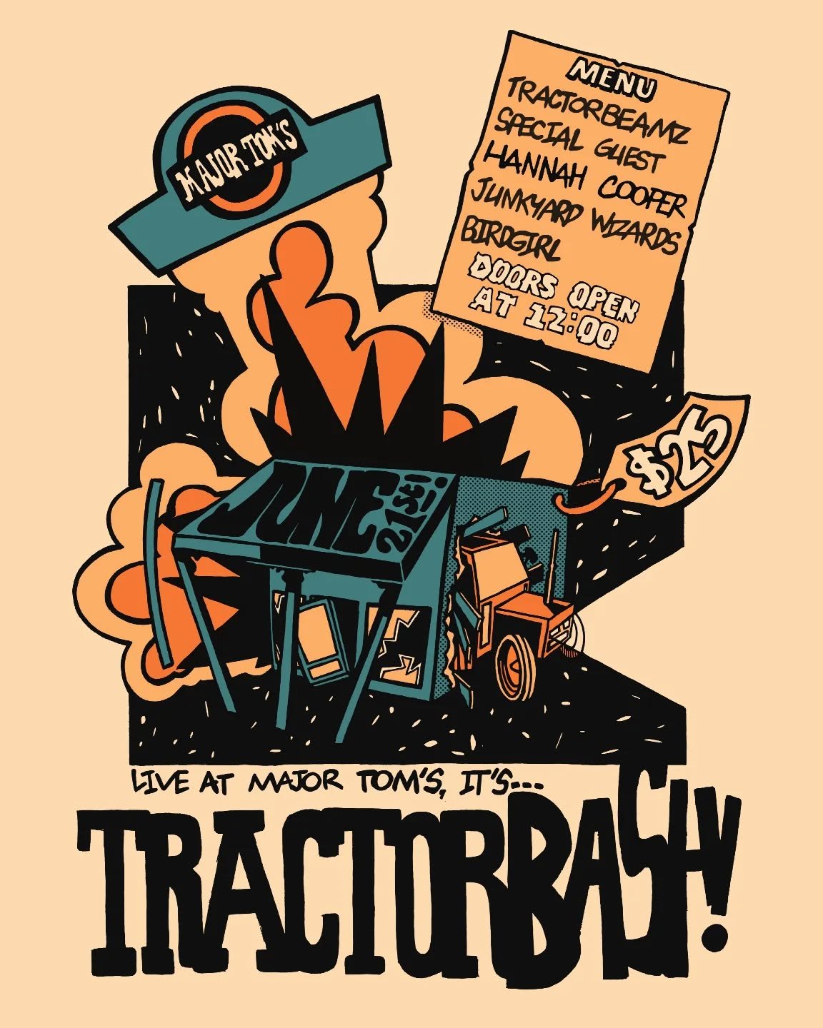 Next Saturday from 12pm!! Day gig! Mini fest!

Pack your bags and strap in, put in your ear plugs and prepare to be enthralled by the Tractor Bash. Tractorbeamz are heading to Kyneton and they are bringing a whole lot of friends with them to help wit