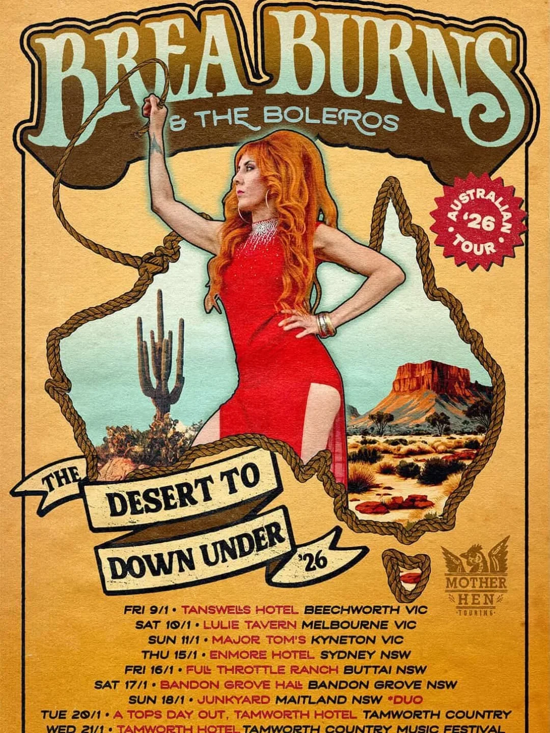 Cosmic Country Meets Desert Honky-Tonk: Ben Mastwyk &amp; Brea Burns

Melbourne cosmic-country rocker Ben Mastwyk and Arizona&rsquo;s desert honky-tonk princess Brea Burns unite for a high-voltage double headline show.