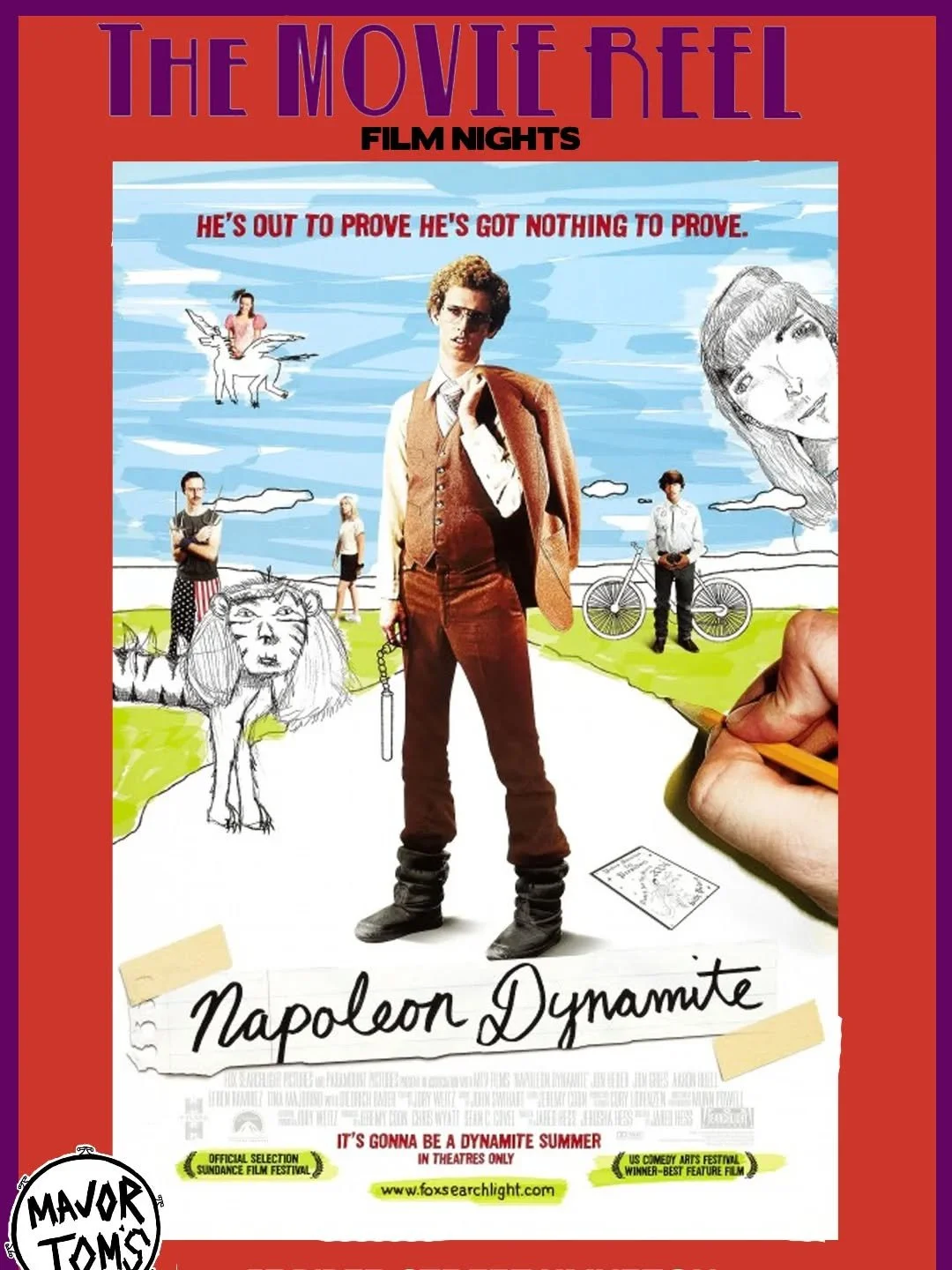 NAPOLEON DYNAMITE turns 21. Free film screening of the 2004 cult classic Wednesday night 8pm. There will be Tater Tots on the menu, so you can stuff ya pockets. Hope to see you there!!
