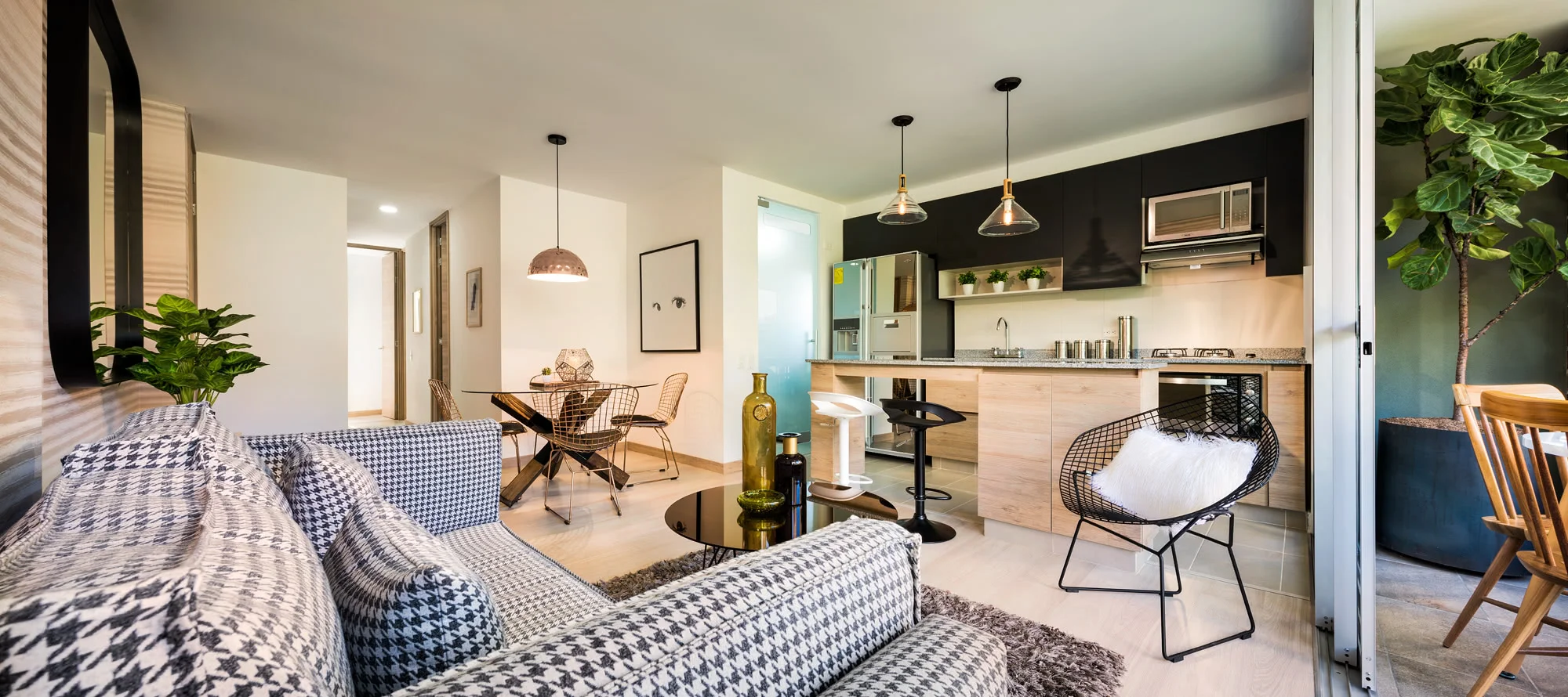 Fotografía de arquitectura e inmobiliaria, zona social apartamento Laurel. Jorge Mesa fotógrafo