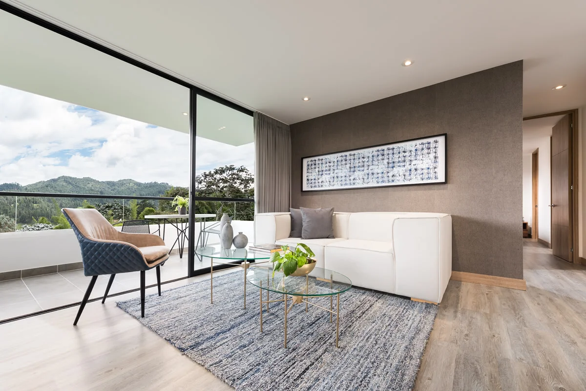 Fotografía de bienes raíces, sala apartamento Montry. Jorge Mesa fotógrafo profesional