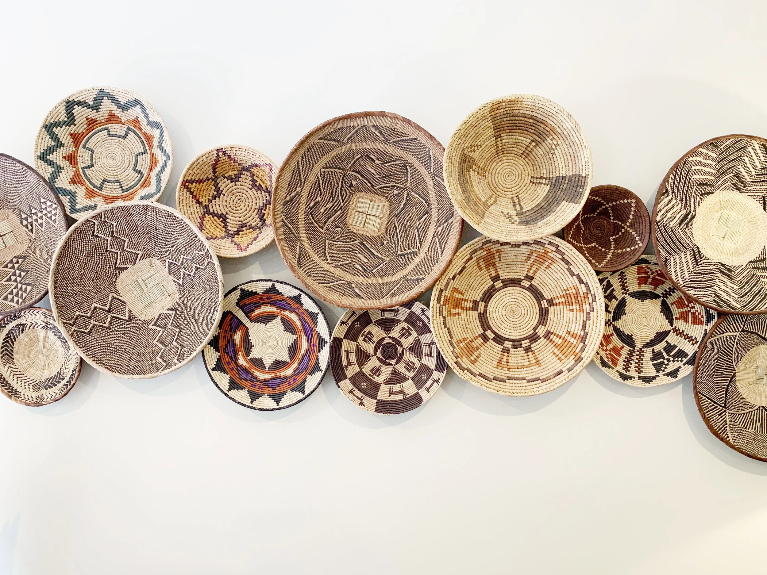My collection of both Native American and African baskets creates a textural decorative piece.