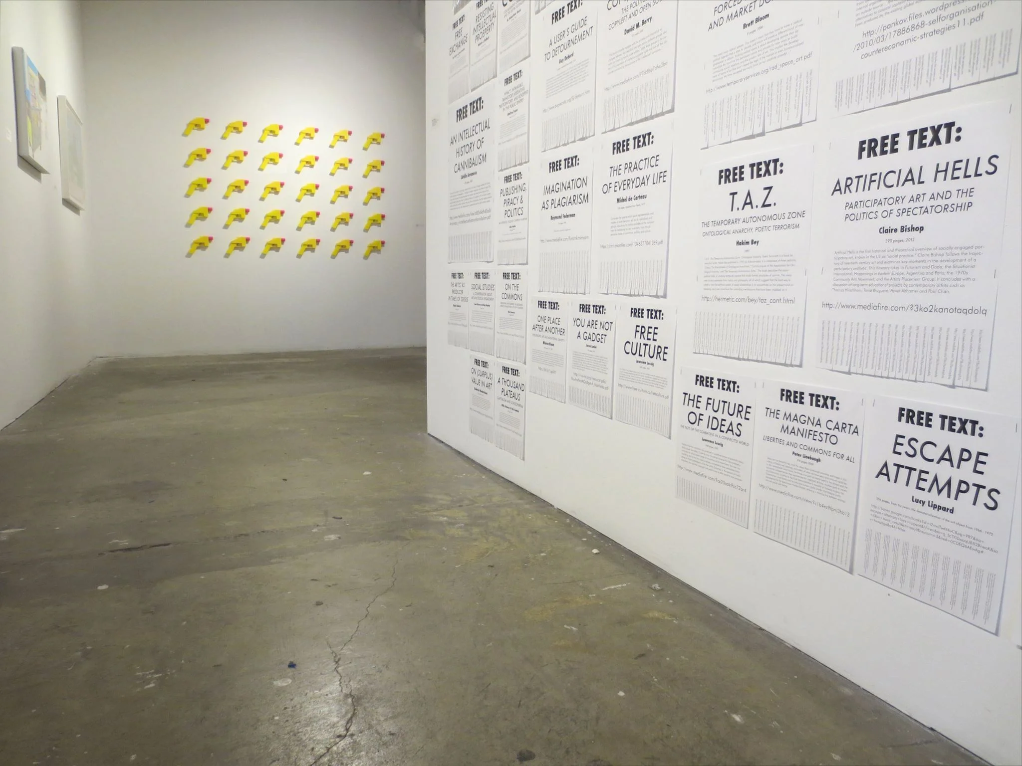 Multiply & Conquer installation shot; work by John Lopez (left) and Stephanie Syjuco (right) 2014 click image to enlarge