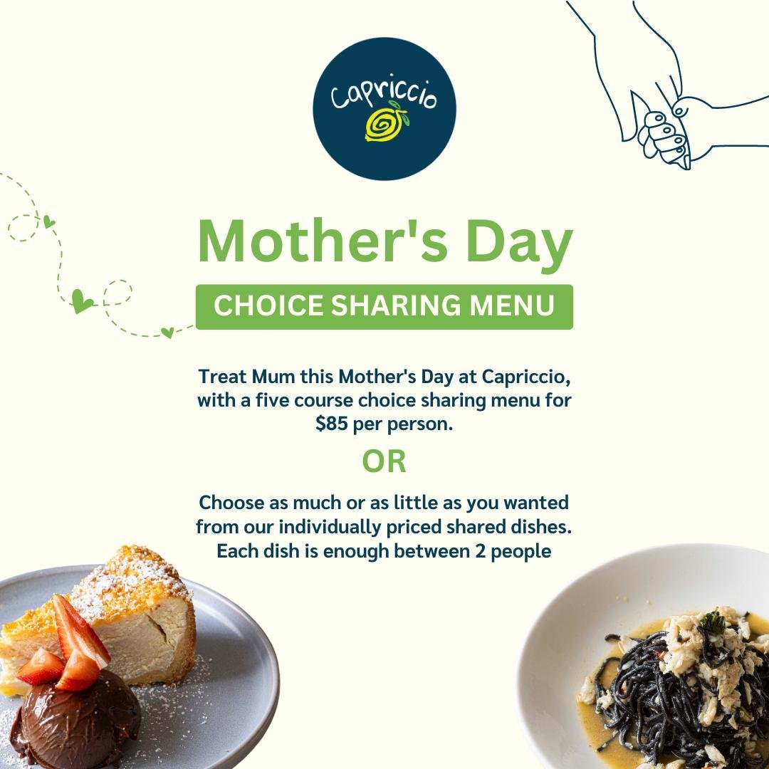 This Mother's Day, let's make it all about spoiling mom! 👑🌹
Step into Capriccio and explore our special Mother's Day menu. 💕

Contact us!

☎️ 02 9572 7607
📍 159 Norton Street
Leichhardt 204

#mothersday #mothersdaymenu #setmenuformothersday #date