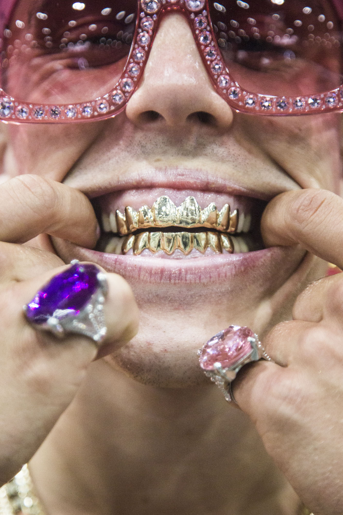  Candy Ken shows off his grills during RuPaul's DragCon LA in Los Angeles, Calif. on May 12, 2018.  