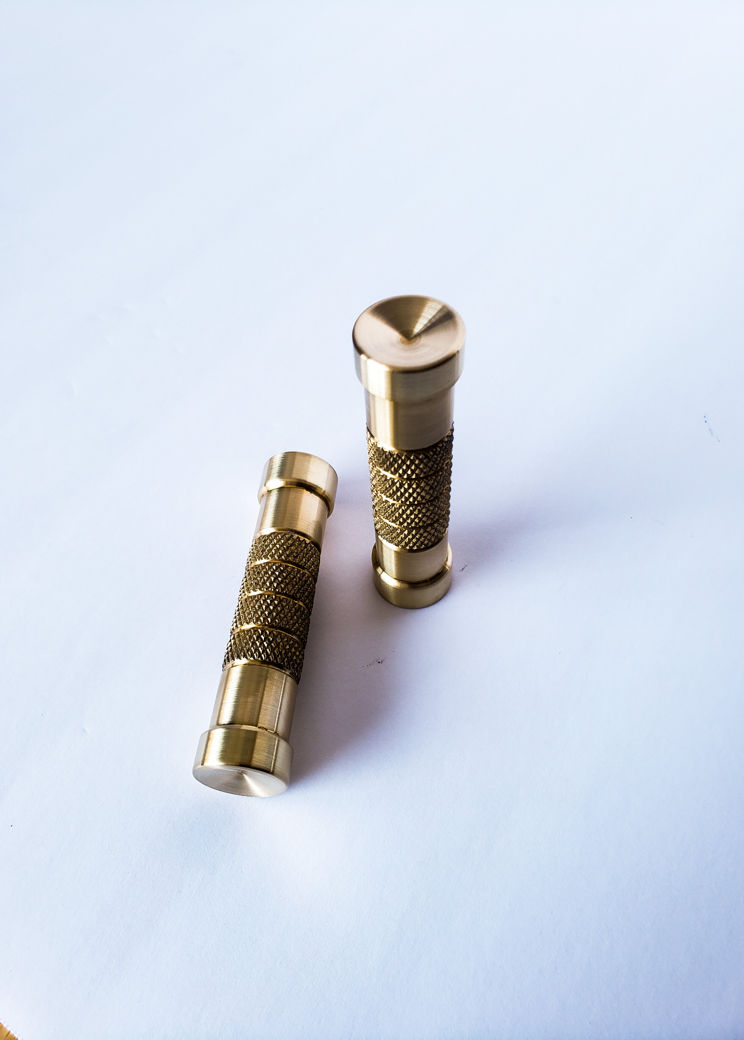 Brushed brass barrel peg knurled threaded mount.jpg