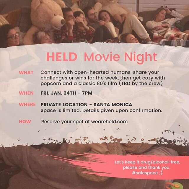 Who wants to join for HELD Movie Night tonight? Just a few spots left... 🎥🍿🤗 * no touch required - just bring good vibes :)