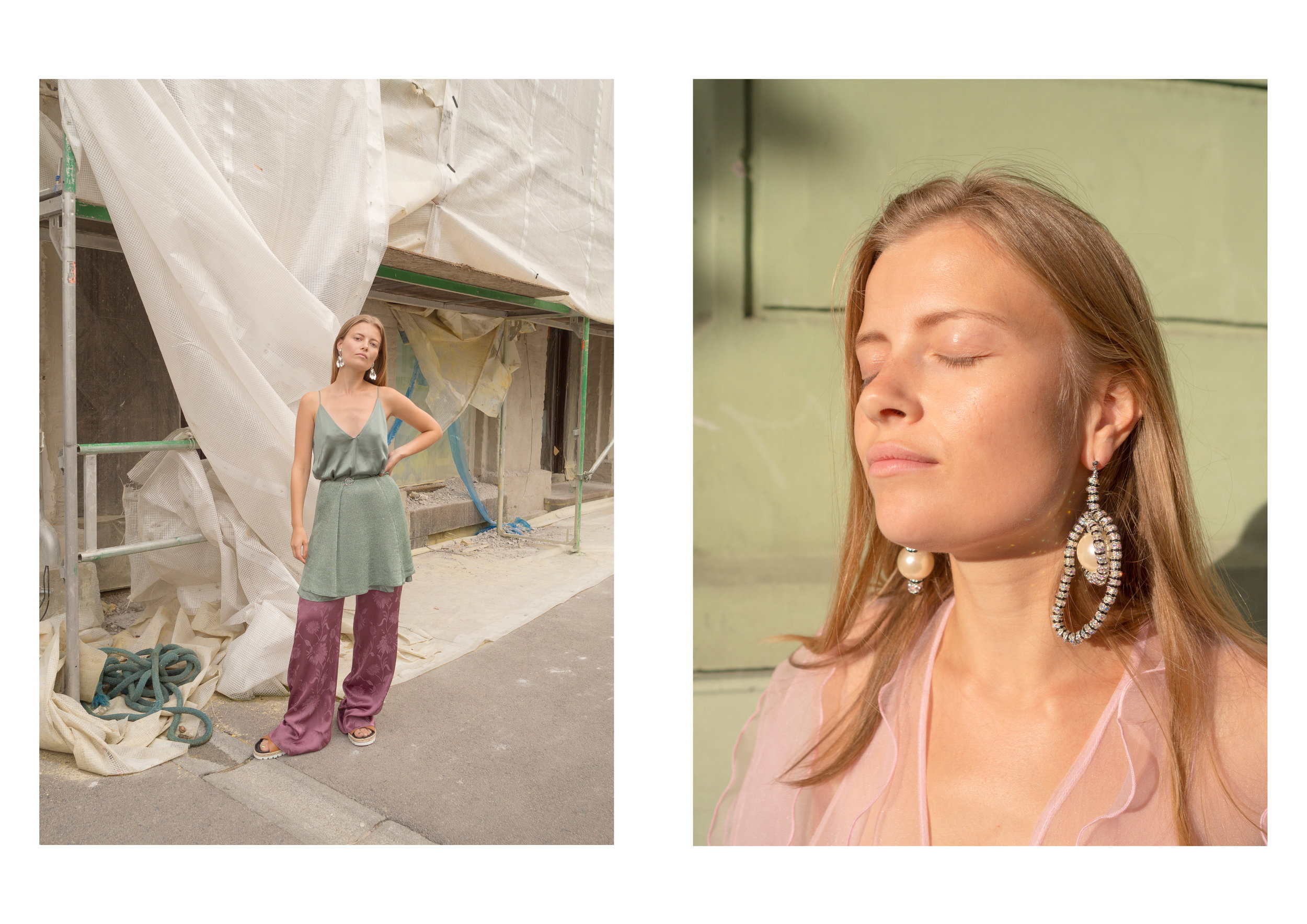 Øredobber: Annie Berner Topp/kjole: ZARA Skjørt: Karine Næss Bukse: ZARA & Øredobber Pearl Octopussy Jakke: Tikopaksa