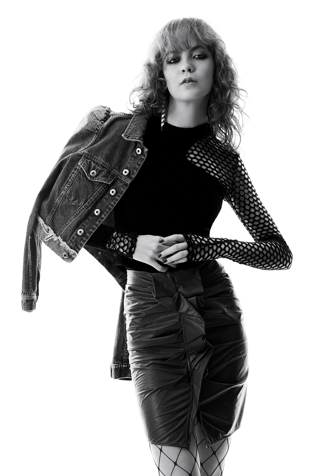 Jacket - DIESEL Sweater - T ALEXANDER WANG Mesh top - GINA TRICOT Skirt - ISABEL MARANT ETOILE Stockings - H&M