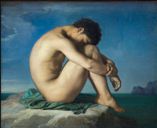 Flandrin 'Young Male Nude Seated Beside the Sea'