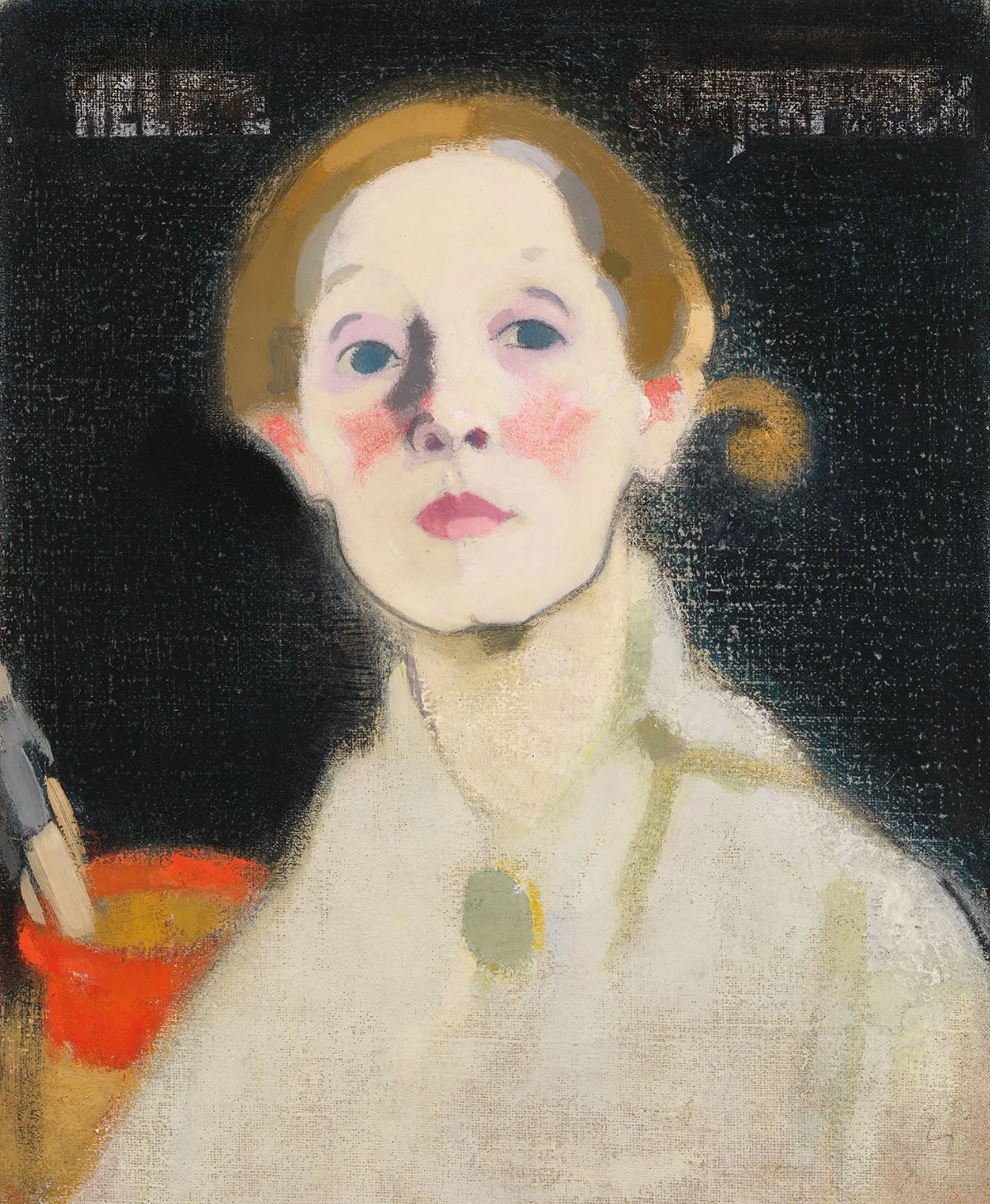 Helene Schjerfbeck, Self-Portrait, Black Background, 1915