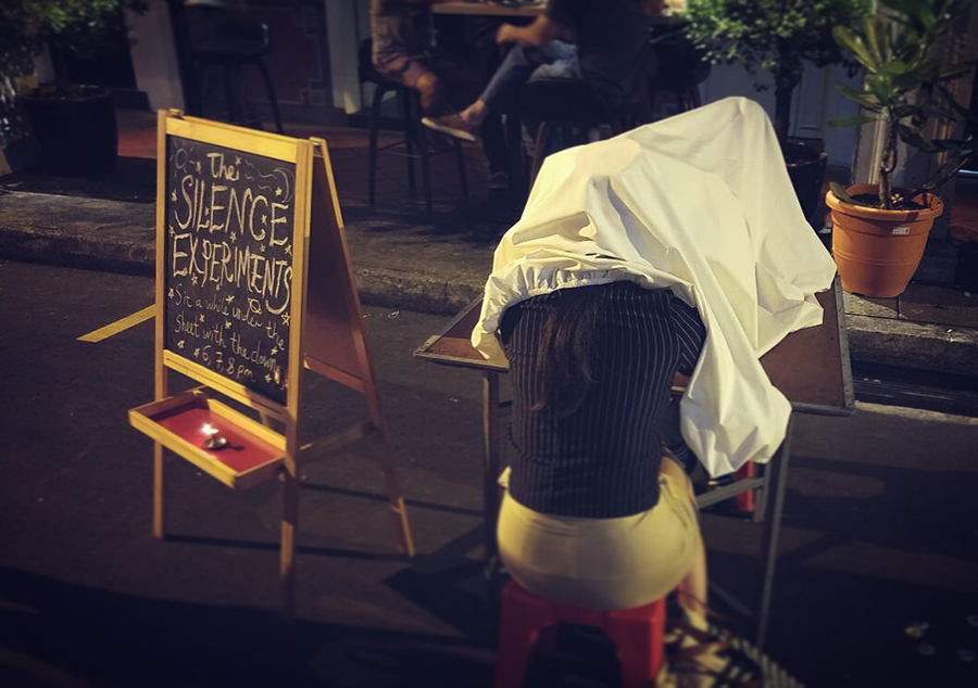 This is one of the stations in the festival whereby you sit face to face with a clown artist. It's similar to Marina Abramovic's "The Artist is Present" but there's an extra cloth covered for privacy, making the shared moment even more intimate and mysterious. 
