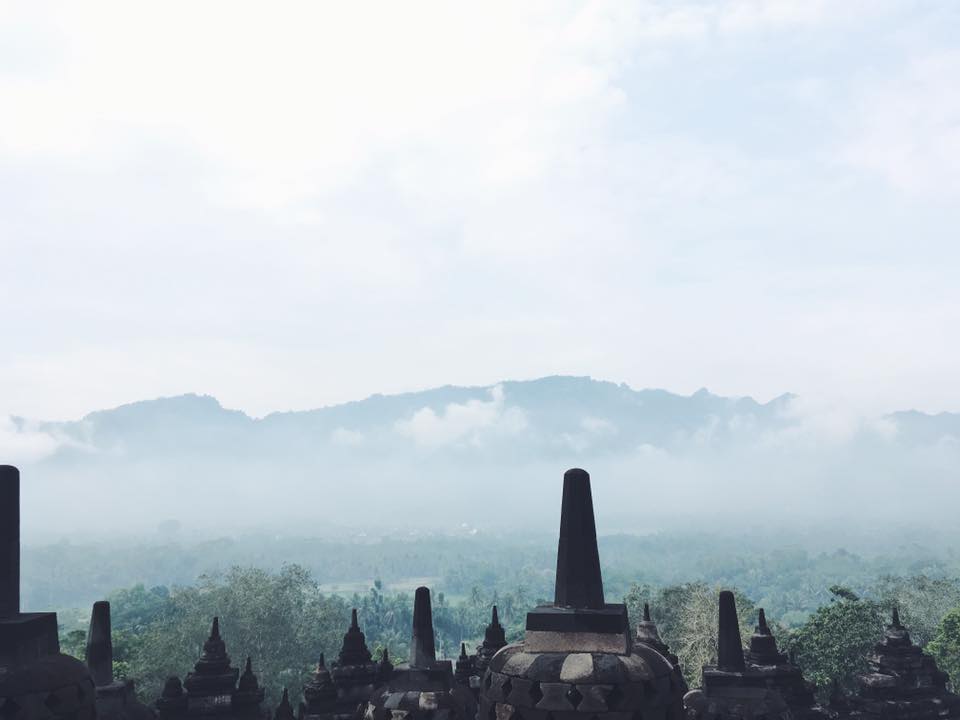 The view up on top Borobudur