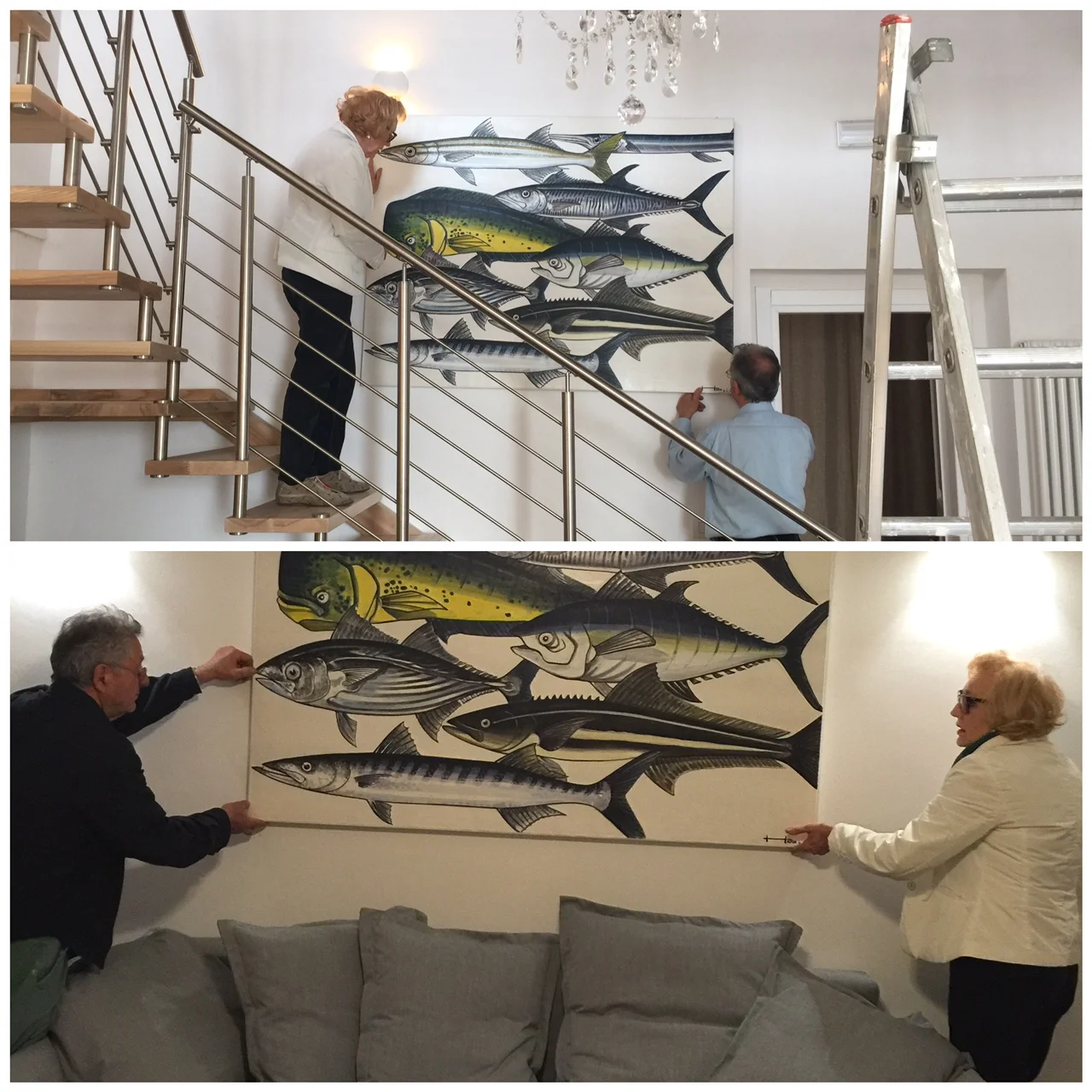 Deciding on where to hang the large painting
